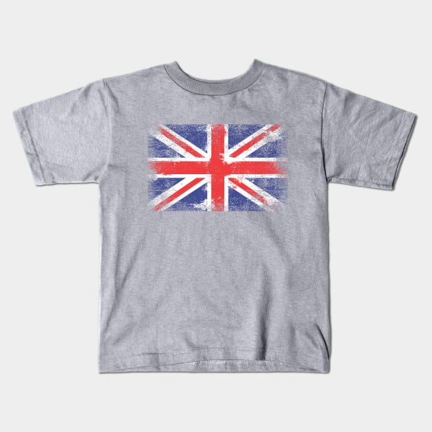 Union Jack Distressed Kids T-Shirt by machmigo